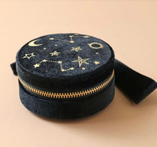 Load image into Gallery viewer, Starry Night Velvet Mini Round Jewellery Case