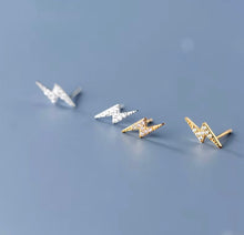 Load image into Gallery viewer, Lightning bolt stud earrings gold-plated sterling silver