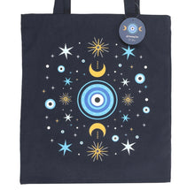 Load image into Gallery viewer, Polycotton celestial eye design tote bag – large size, spiritual style
