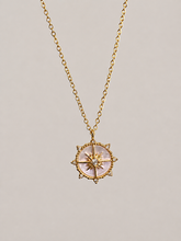 Load image into Gallery viewer, Celestial Star Compass Necklace – Gold or Silver Stainless Steel with Mother of Pearl Pendant
