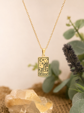 Load image into Gallery viewer, Wisdom Tarot Pendant Necklace – Retro Mystic Card Jewellery (Gold or Silver)