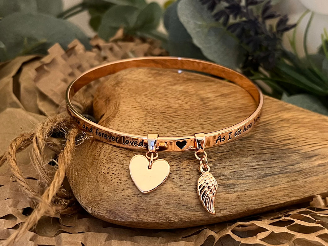 Lisa Angel Meaningful Words ‘Never Forgotten’ Bangle Rose Gold