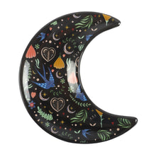 Load image into Gallery viewer, Midnight Bloom Crescent Moon Trinket Dish – Celestial Jewellery &amp; Keepsake Holder

