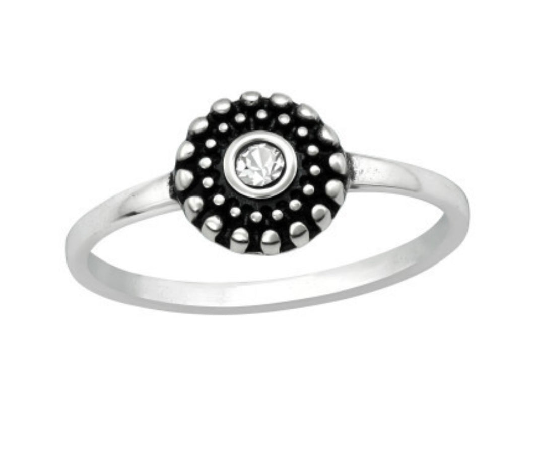 Epoque Sterling Silver and Crystal Ring