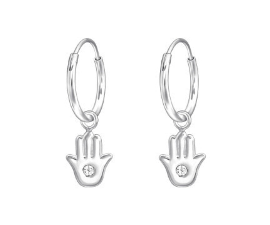 Hamsa Sterling Silver Sleeper Hoops
