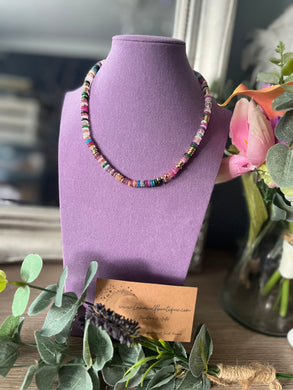 Colourful rainbow beaded necklace boho style holiday waterproof jewellery crystals