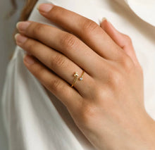 Load image into Gallery viewer, Libra Dainty Gold Zodiac Ring, Adjustable Birthstone Astrology Jewellery
