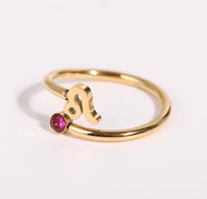Leo Dainty Gold Zodiac Ring, Adjustable Birthstone Astrology Jewellery