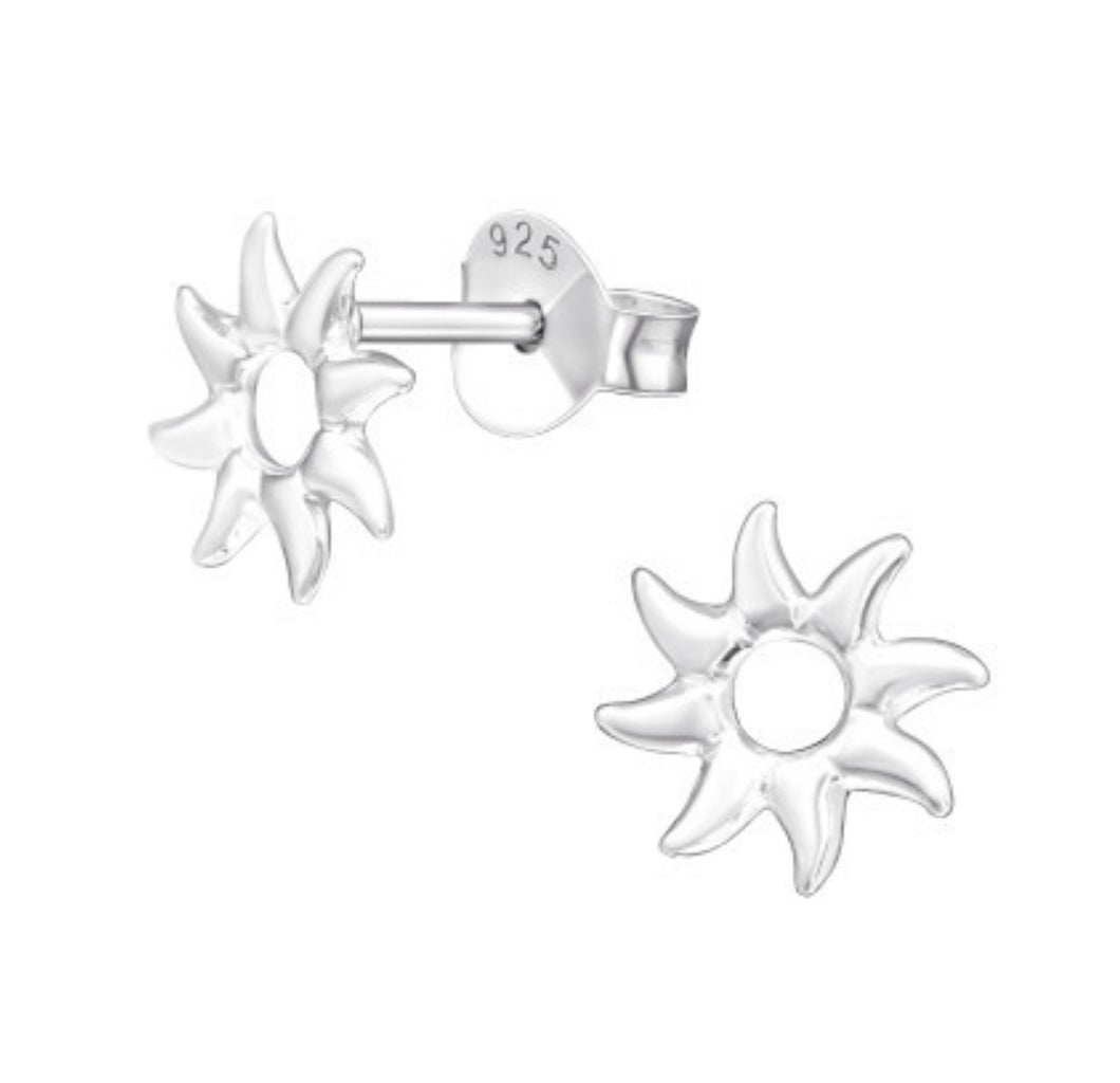 Sun Stud Earrings Sterling Silver