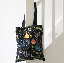 Load image into Gallery viewer, Midnight Bloom Polycotton Tote Bag – Reusable Floral Print Shopper Bag

