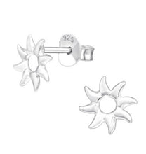 Load image into Gallery viewer, Sterling Silver Sun Stud Earrings – Boho Celestial Earrings | Silver
