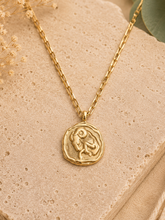 Load image into Gallery viewer, Celestial Zodiac Medallion Necklace – Aries

Gold Plated Stainless Steel | Waterproof, Adjustable, Hypoallergenic
