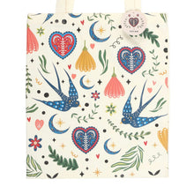 Load image into Gallery viewer, Cream Folk Print Polycotton Tote Bag – Reusable Eco-Friendly Shopper Bag
