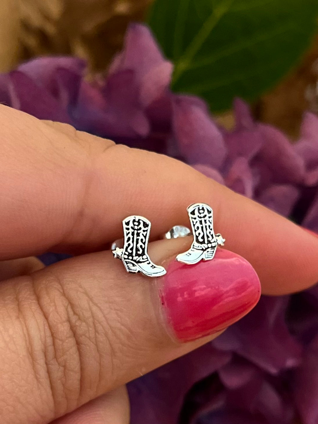 Cowboy Boot 925 Sterling Silver Stud Earrings