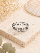 Load image into Gallery viewer, Lucky Symbols Sterling Silver Ring | Good Luck Charm Ring | 925 Sterling Silver Band | Smiley Face, Hamsa, Clover &amp; Peace Symbol Ring
