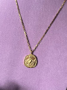 Celestial Zodiac Medallion Necklace – Scorpio

Gold Plated Stainless Steel | Waterproof, Adjustable, Hypoallergenic