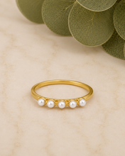 Load image into Gallery viewer, Gold Plated Pearl Ring in Recycled Sterling Silver | Delicate Pearl Band
