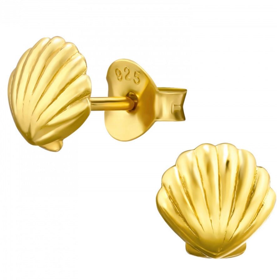 Shell Stud Earrings Gold Plated Sterling Silver