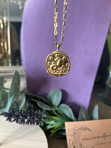 Celestial Zodiac Medallion Necklace – Capricorn

Gold Plated Stainless Steel | Waterproof, Adjustable, Hypoallergenic
