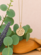 Aries Zodiac Blaze Pendant Necklace – Horoscope Collection - Gold-Plated Stainless Steel
