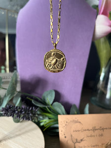 Celestial Zodiac Medallion Necklace – Scorpio

Gold Plated Stainless Steel | Waterproof, Adjustable, Hypoallergenic