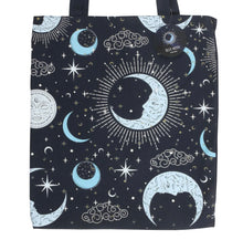 Load image into Gallery viewer, Spiritual/witchy accessory – Blue Moon celestial theme tote bag

