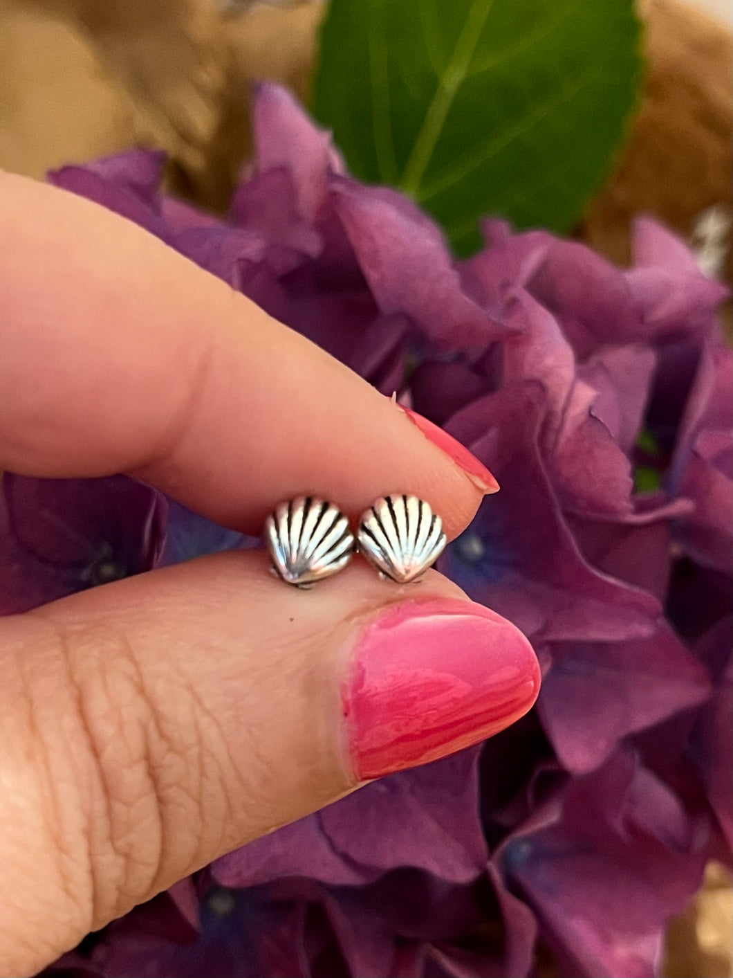 Shell Sterling 925 Silver Stud Earrings