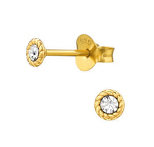Load image into Gallery viewer, Gold Plated Crystal Stud Earrings – Recycled Sterling Silver
