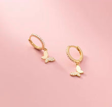Load image into Gallery viewer, Butterfly Huggie Earrings – Sterling Silver or Gold Plated Sterling Silver
