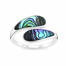 Load image into Gallery viewer, Sterling Silver Oxidized Swirl Abalone Shell Ring – Boho Statement 925 Silver Ring
