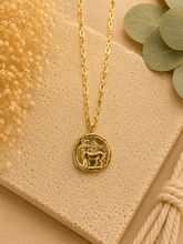 Load image into Gallery viewer, Celestial Zodiac Medallion Necklace – Sagittarius

Gold Plated Stainless Steel | Waterproof, Adjustable, Hypoallergenic

