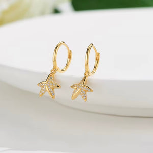 Starfish Huggie Earrings in Sterling Silver & Gold-Plated Sterling Silver – Dainty Ocean-Inspired Jewelry