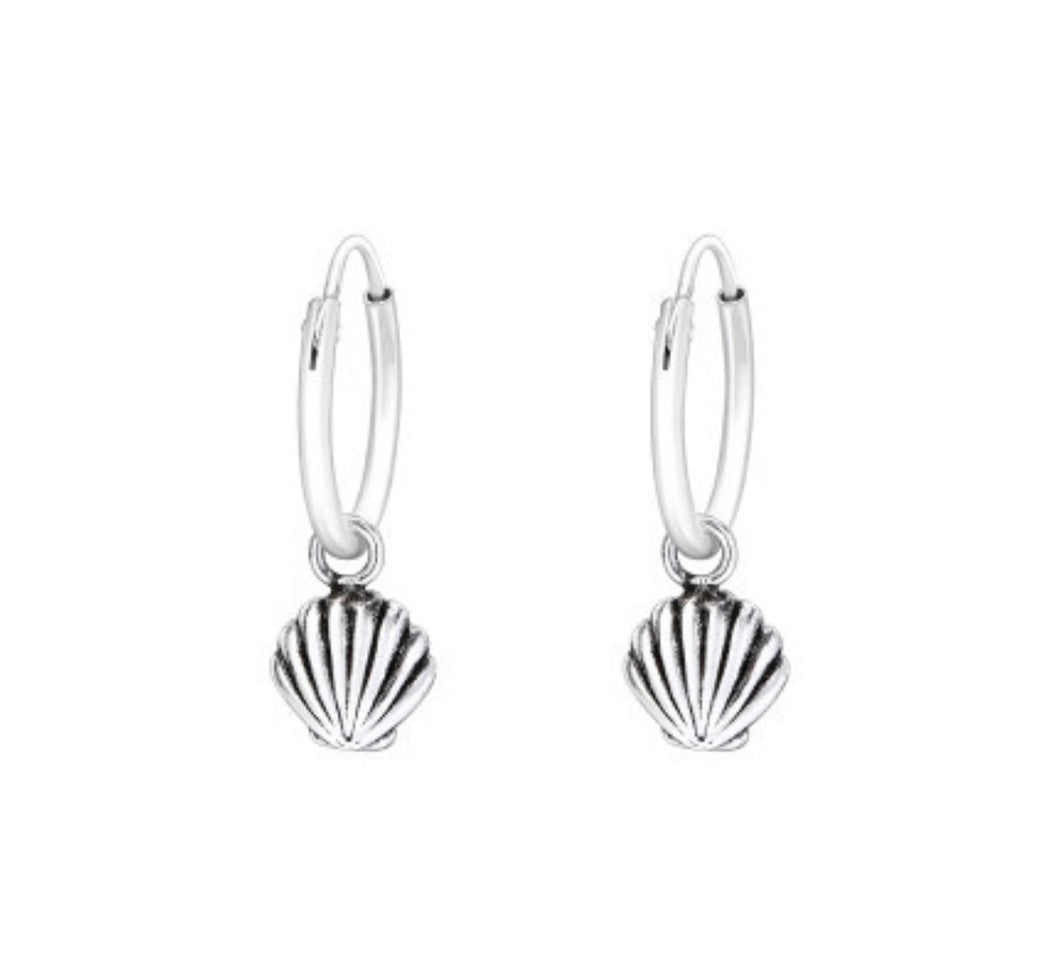 Shell Sterling Silver Sleeper Hoops