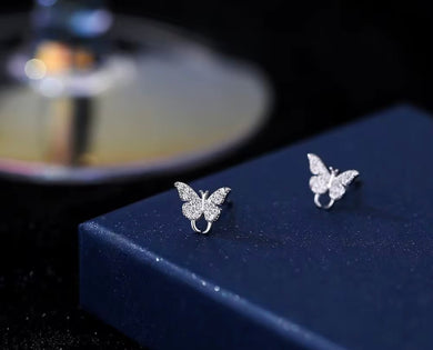 Sparkling sterling silver butterfly earrings 