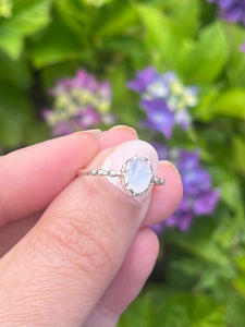 Bobbly Rainbow Moonstone Sterling Silver Ring
