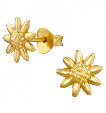 Gold plated sterling silver sunflower stud earrings 