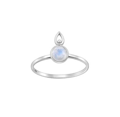 Rainbow Moonstone Sterling Silver Goddess Ring with iridescent gemstone