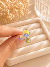 Load image into Gallery viewer, Aurora Borealis Crystal Adjustable Ring – Sterling Silver | Statement Sparkle Ring
