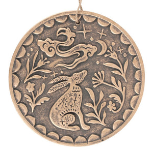 Moon gazing hare terracotta plaque