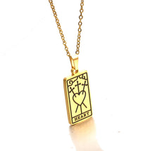 Load image into Gallery viewer, The Heart Tarot Pendant Necklace – Retro Mystic Card Jewellery (Gold or Silver)

