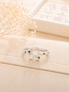 Leo Zodiac Ring – 925 Sterling Silver Blue CZ Zodiac Ring | Engraved Star Sign Ring | Astrology Jewellery Gift | July & August Birthstone Style