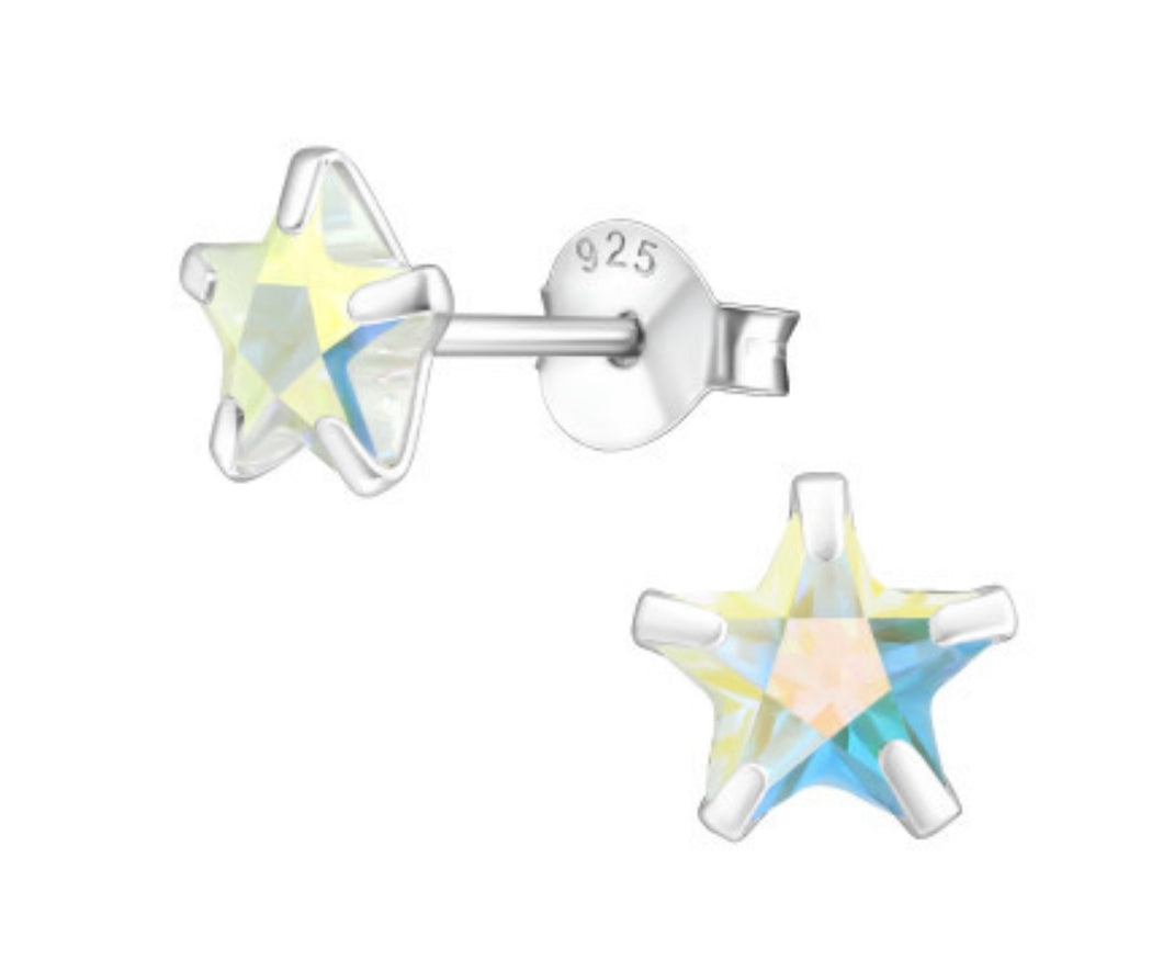 Large Iridescent Star Stud Earrings