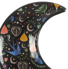 Load image into Gallery viewer, Midnight Bloom Crescent Moon Trinket Dish – Celestial Jewellery &amp; Keepsake Holder

