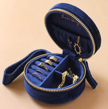 Load image into Gallery viewer, Starry Night Velvet Mini Round Jewellery Case
