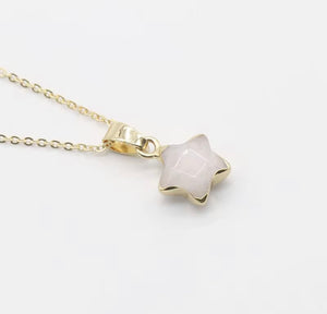 Rose quartz star necklace