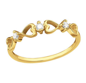 Gold plated sterling silver heart and crystal ring