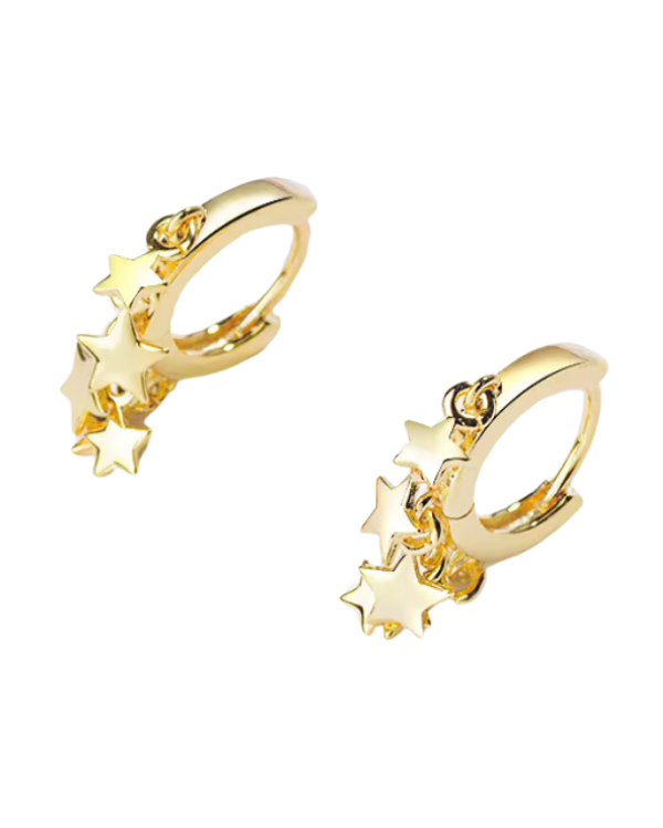 Celestial Star Cluster Gold-Plated Sterling Silver Huggie Earrings