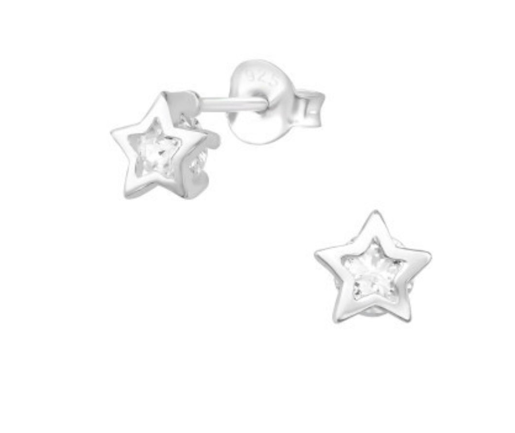 Crystal Star Sterling Silver Studs