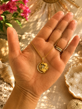 Load image into Gallery viewer, Celestial Moon &amp; Star Gold Necklace | Gold Plated Stainless Steel Pendant Necklace | Boho Celestial Jewellery

