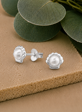Load image into Gallery viewer, Sterling Silver Pearl Shell Stud Earrings – Recycled Sterling Silver
